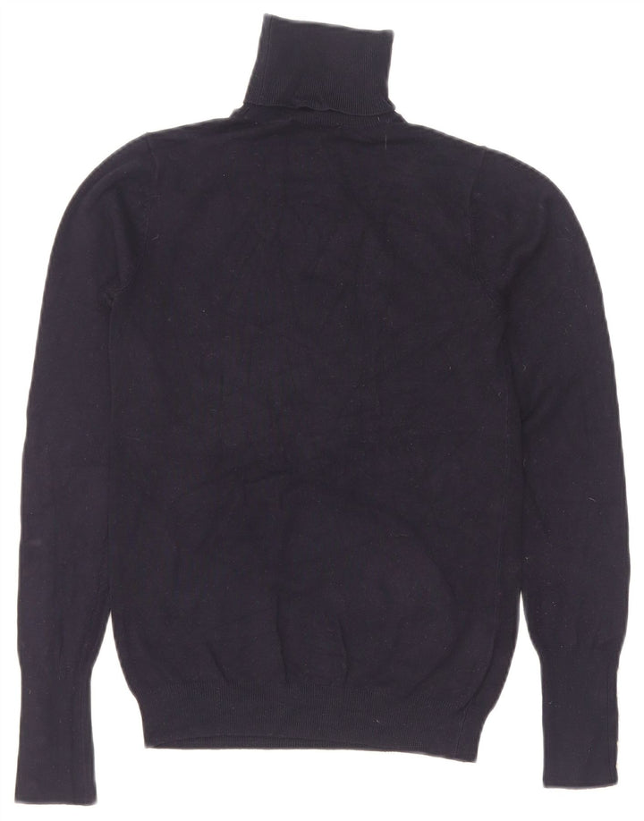 Zara Womens Roll Neck Jumper Sweater UK 8 Small Navy Blue
