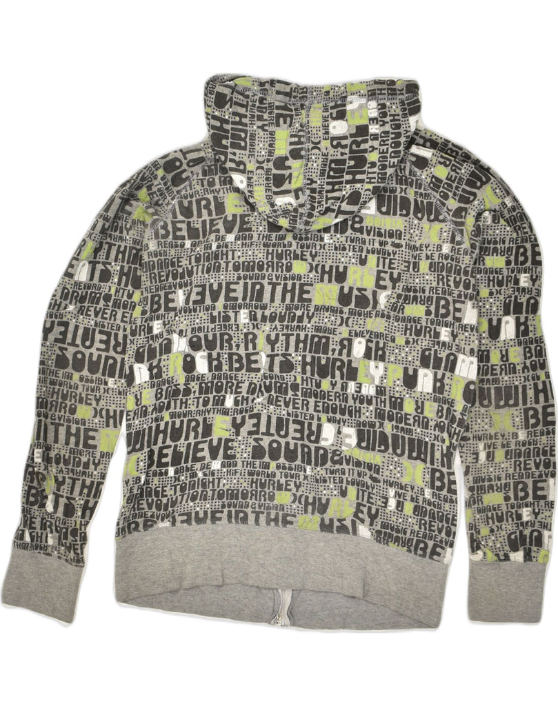 HURLEY Mens Crazy Pattern Zip Hoodie Sweater Medium Grey Cotton Logo | Vintage Hurley | Thrift | Second-Hand Hurley | Used Clothing | Messina Hembry 