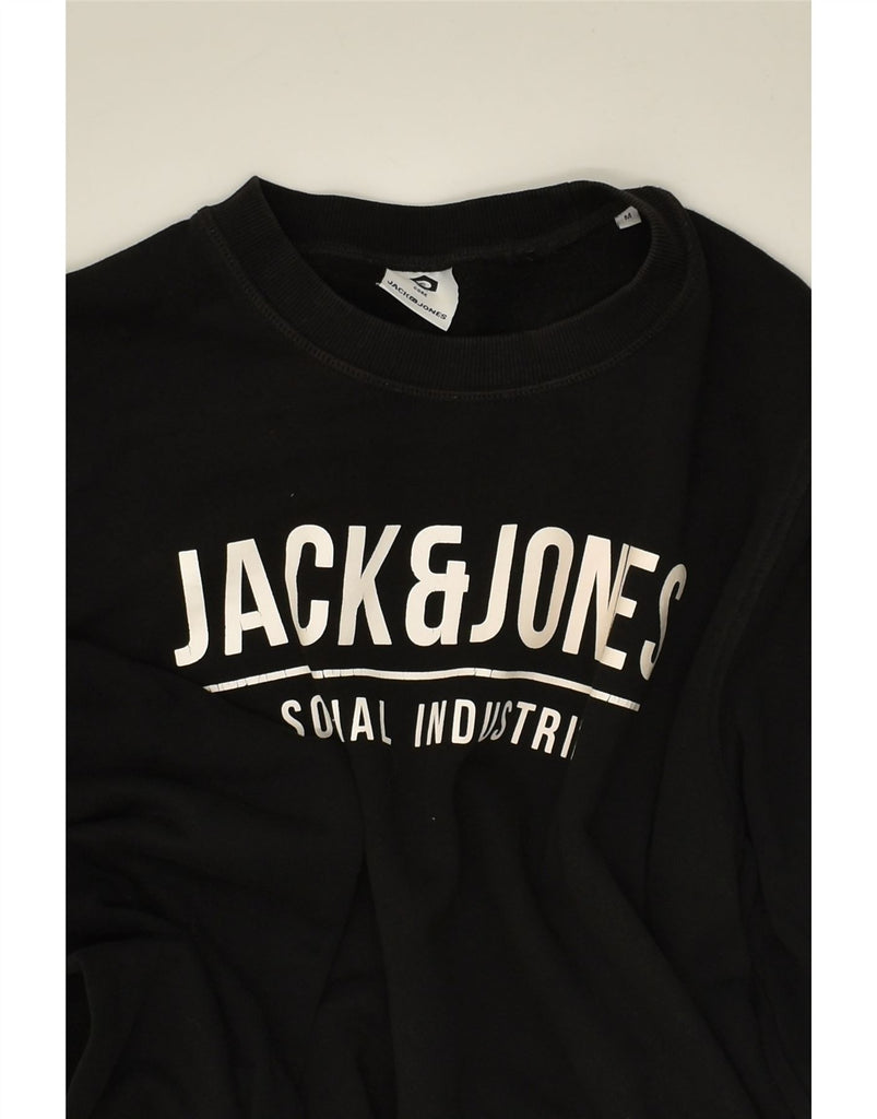 JACK & JONES Mens Graphic Sweatshirt Jumper Medium Black Cotton | Vintage Jack & Jones | Thrift | Second-Hand Jack & Jones | Used Clothing | Messina Hembry 