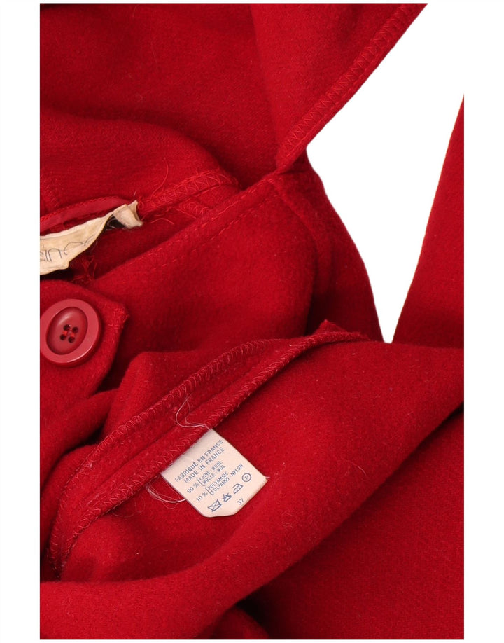 Vintage Womens Front Tie Overcoat UK 18 XL Red Wool