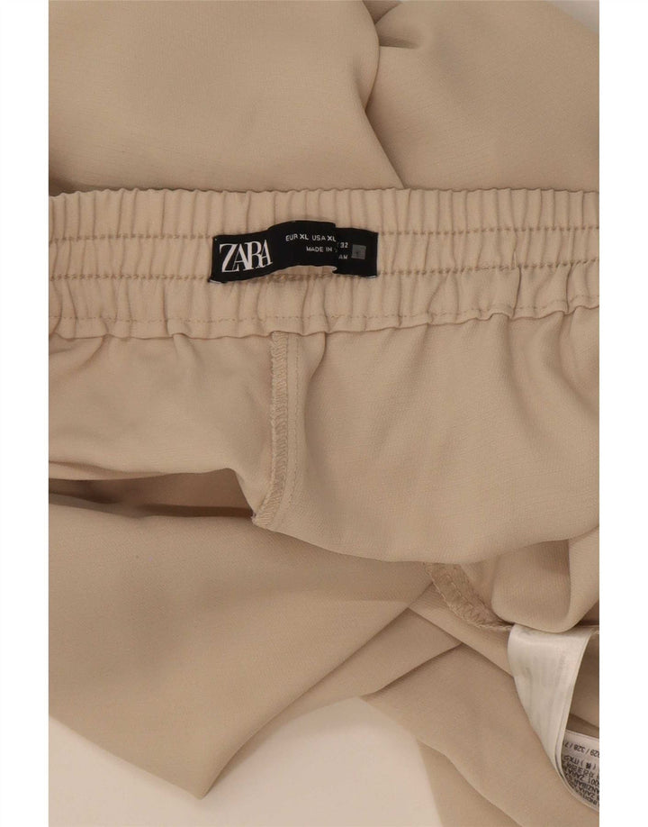 Zara Womens Cropped Trousers XL W34 L26 Beige Polyester
