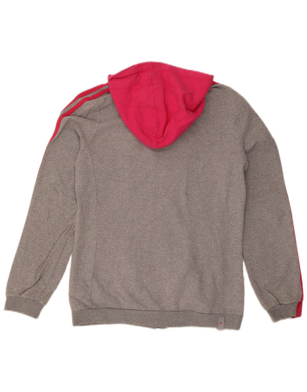 Adidas Womens Graphic Zip Hoodie Sweater UK 14 Medium Grey Colourblock