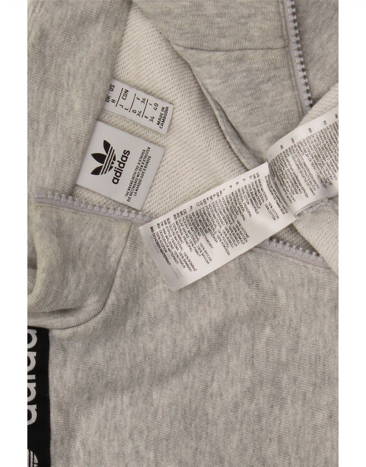 Adidas Womens Oversized Graphic Zip Neck Sweatshirt Jumper UK 8 Small Grey