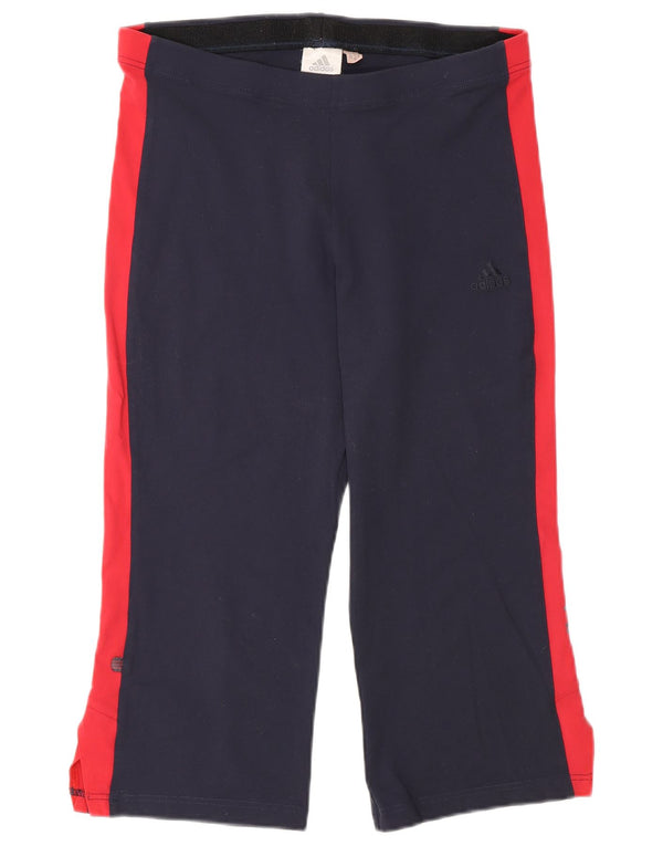 Adidas Womens Capri Tracksuit Trousers UK 14 Medium Navy Blue Colourblock