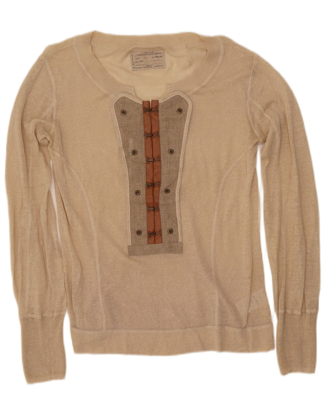 ALL SAINTS Womens Boat Neck Jumper Sweater UK 12 Medium  Beige Linen