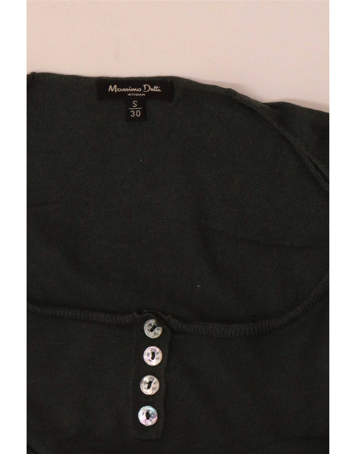 Massimo Dutti Womens Boat Neck Jumper Sweater UK 10 Small Khaki