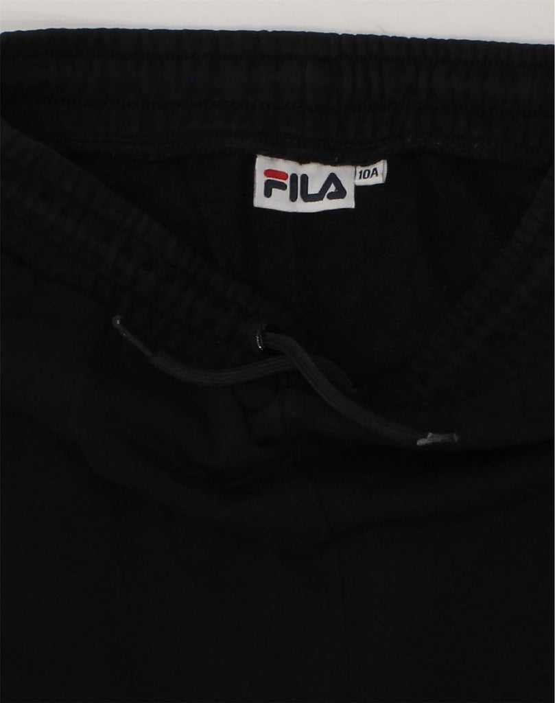 FILA Girls Graphic Tracksuit Trousers Joggers 9-10 Years Black Cotton | Vintage Fila | Thrift | Second-Hand Fila | Used Clothing | Messina Hembry 