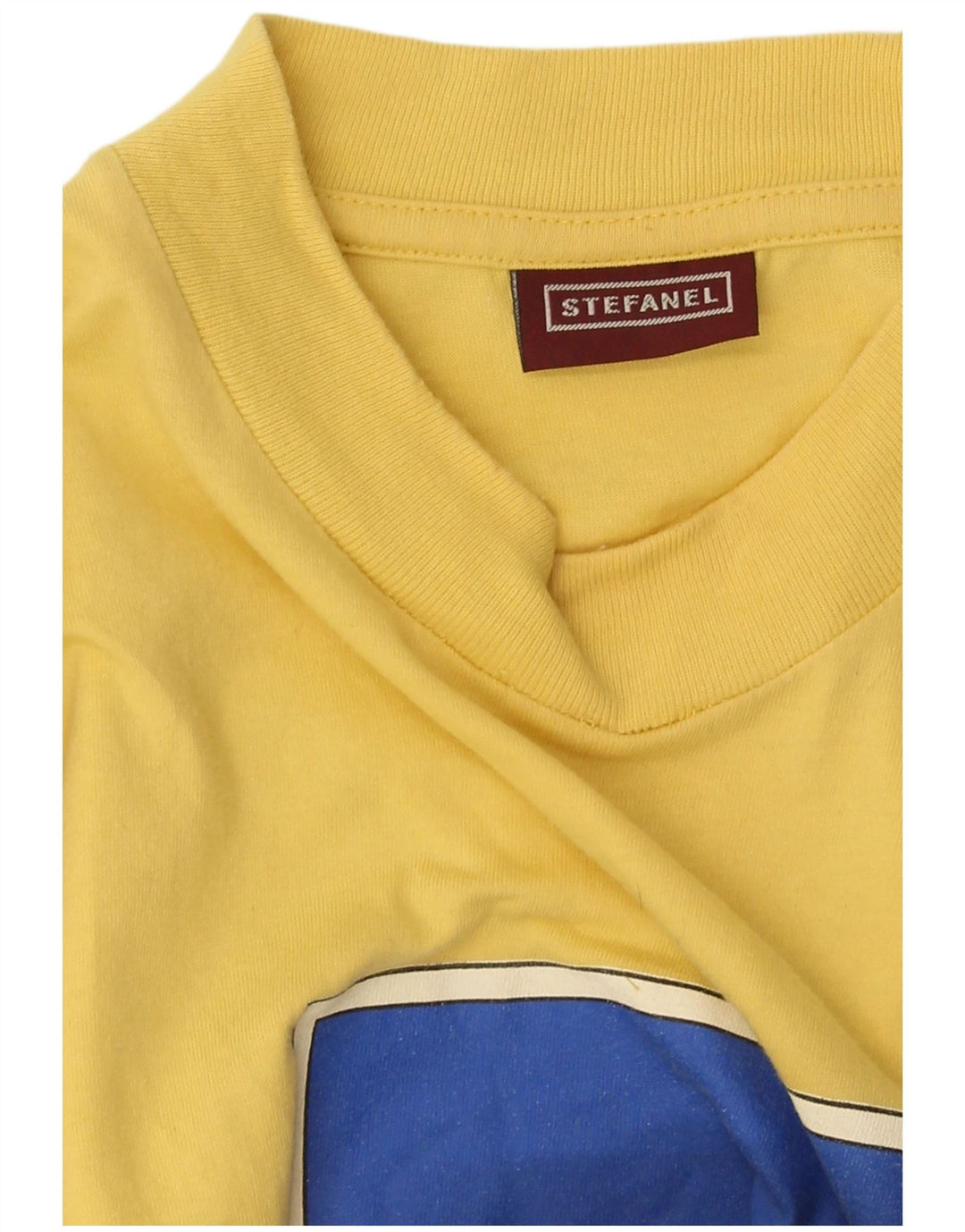 Stefanel Mens Graphic T-Shirt Top Large Yellow Cotton