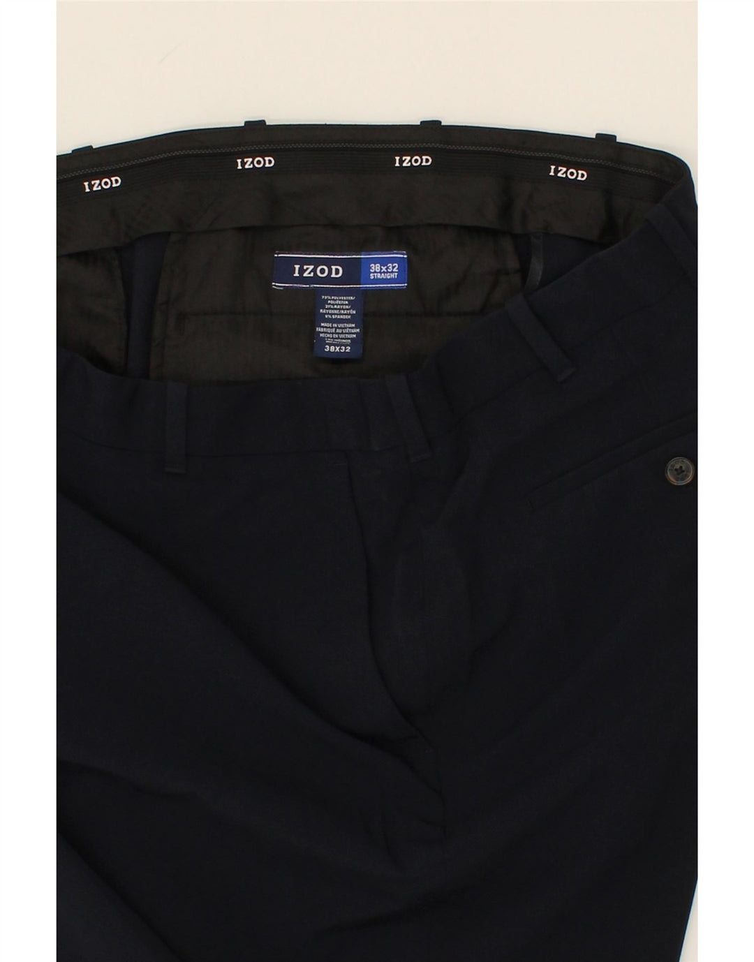 IZOD Mens Straight Chino Trousers W38 L32 Navy Blue Polyester Vintage Izod and Second-Hand Izod from Messina Hembry 
