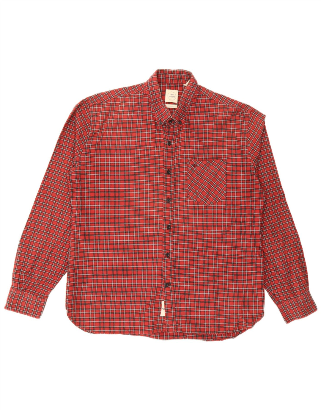 Dockers Mens Standard Fit Flannel Shirt Large Red Check Cotton