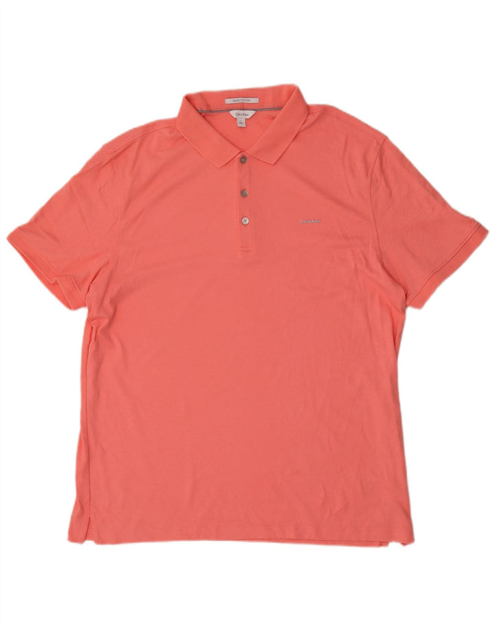 Calvin Klein Mens Polo Shirt Large Pink Cotton