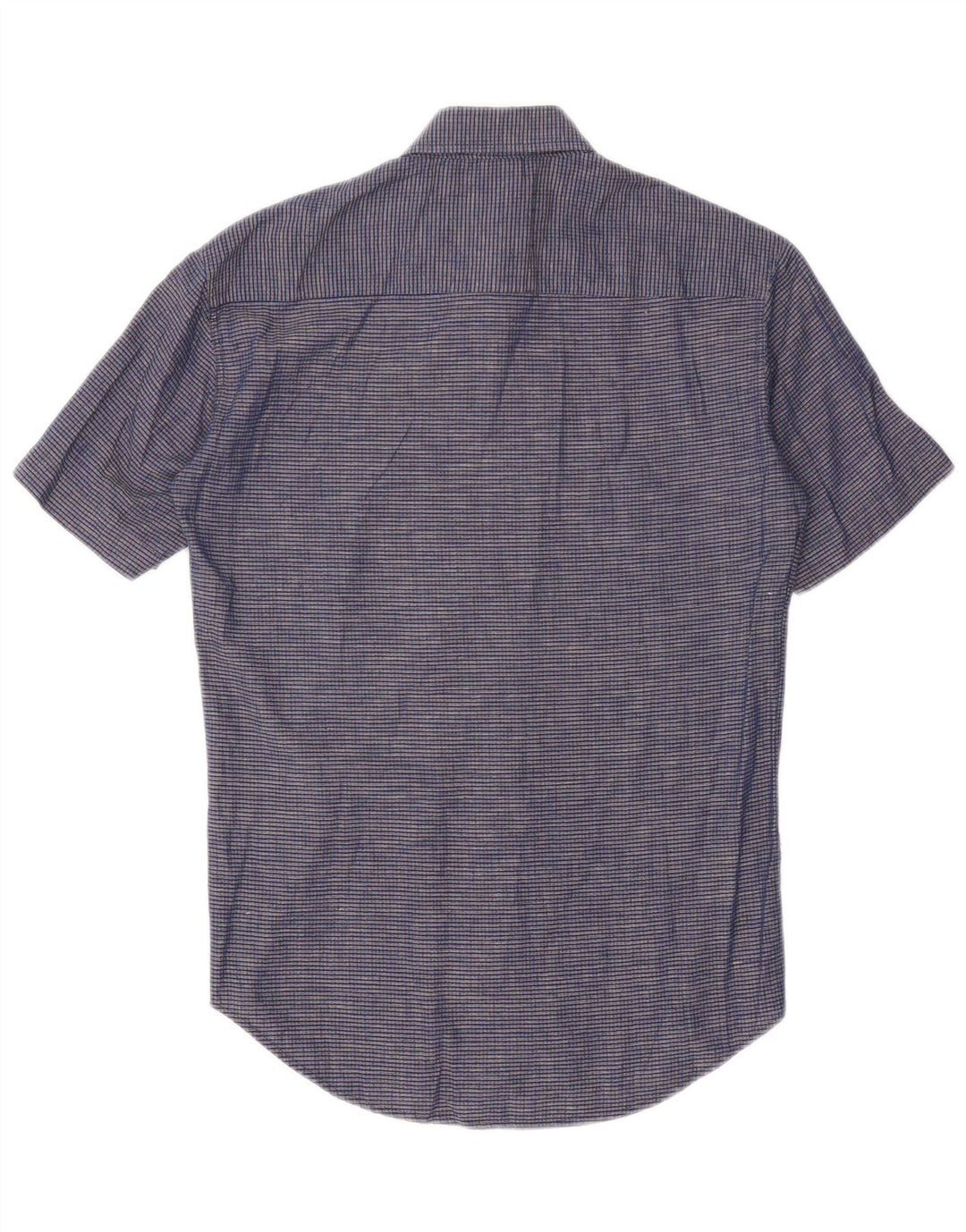 Carrera Mens Short Sleeve Shirt Medium Navy Blue Check Cotton