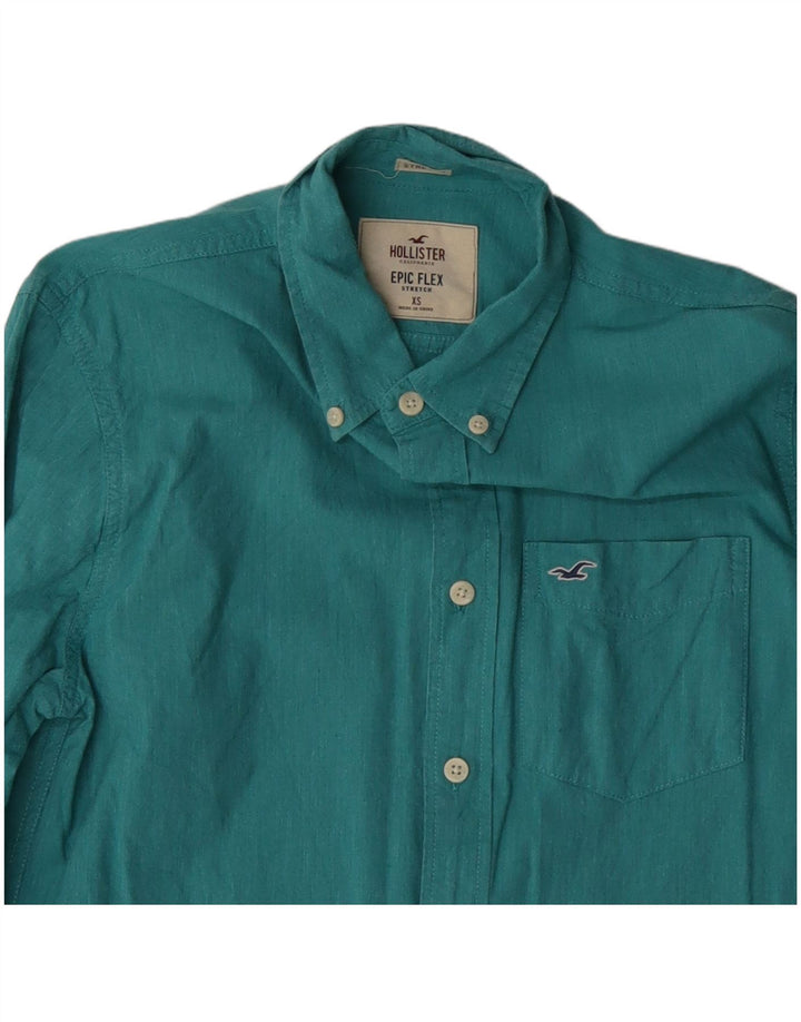Hollister Mens Stretch Shirt XS Turquoise Cotton