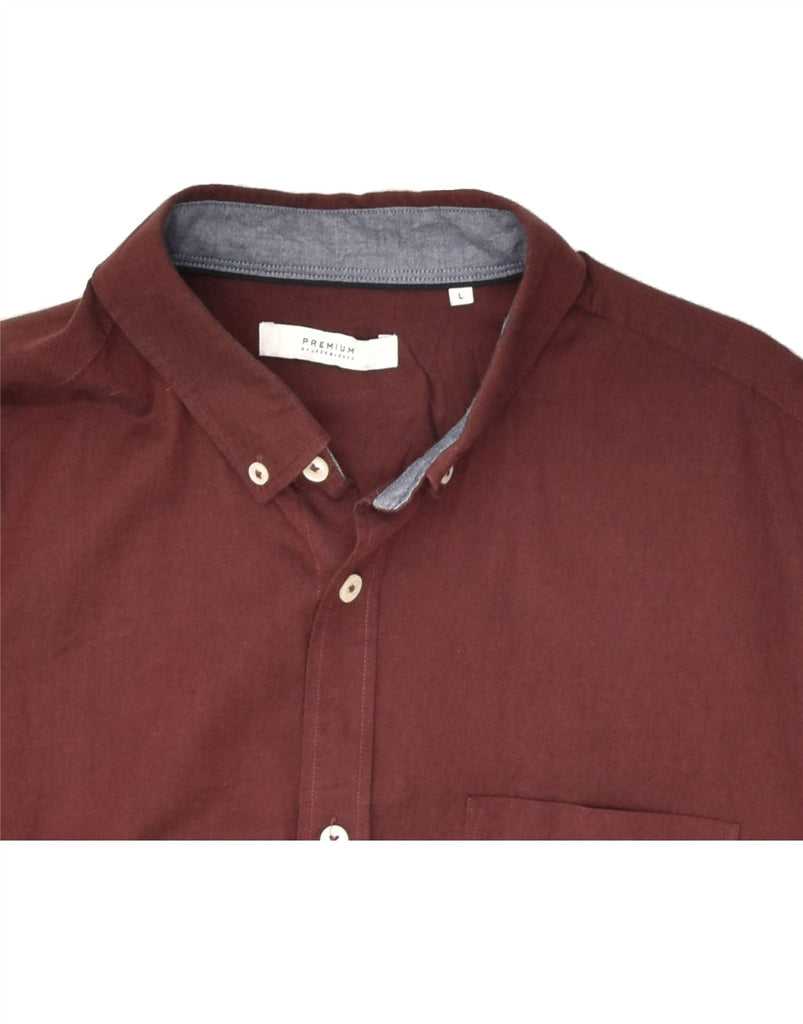 JACK & JONES Mens Shirt Large Maroon Cotton | Vintage Jack & Jones | Thrift | Second-Hand Jack & Jones | Used Clothing | Messina Hembry 