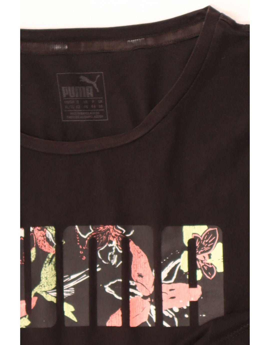 Puma Womens Graphic T-Shirt Top UK 16 Large  Black