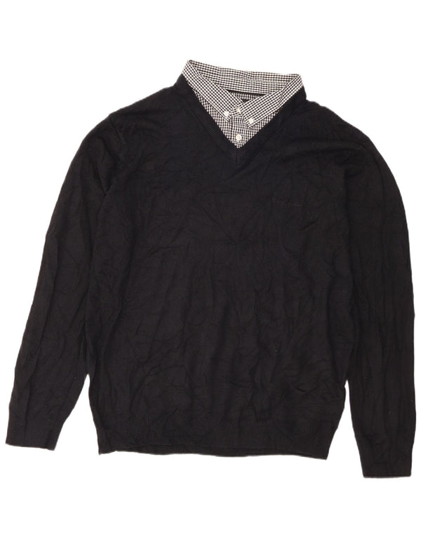 Pierre Cardin Mens V-Neck Jumper Sweater 3XL Black Acrylic