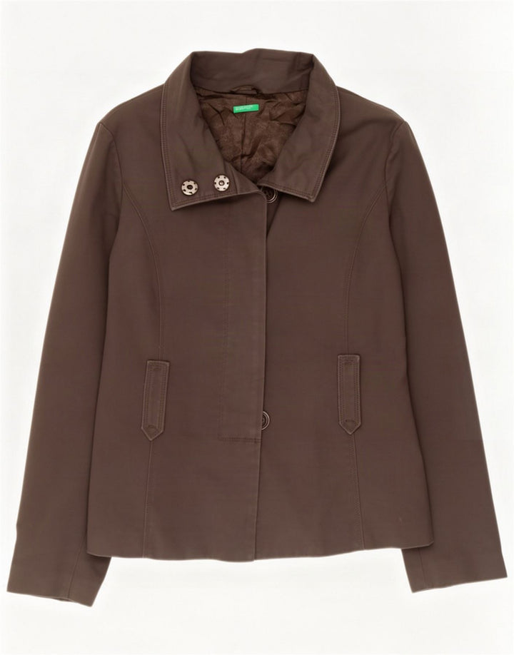 Benetton Womens Bomber Jacket IT 46 Large Grey Cotton