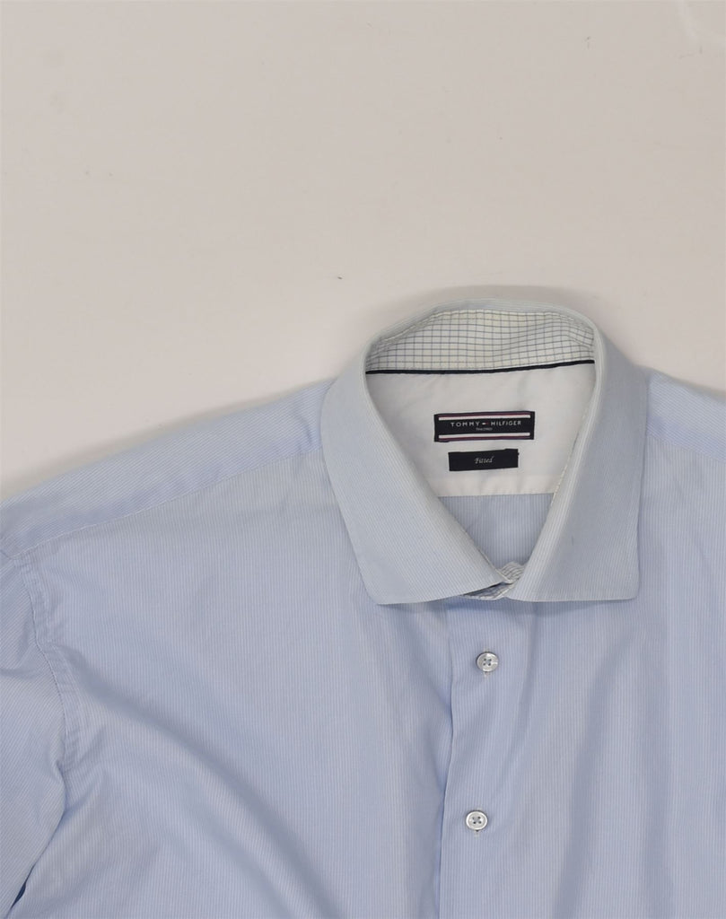 TOMMY HILFIGER Mens Fitted Shirt Size 17 43  XL Blue Cotton | Vintage Tommy Hilfiger | Thrift | Second-Hand Tommy Hilfiger | Used Clothing | Messina Hembry 