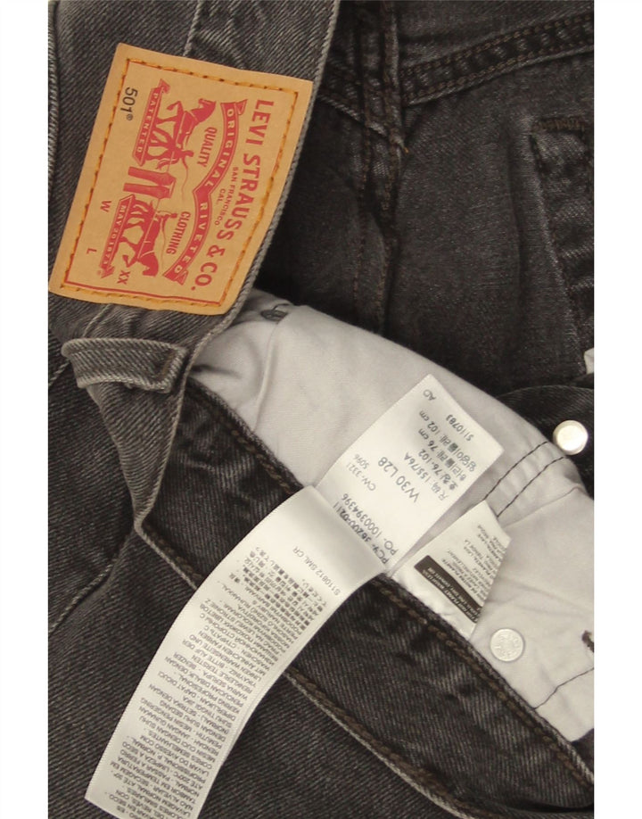 Levi's Mens 501 Straight Jeans W30 L28 Black Cotton