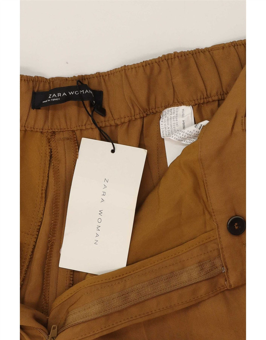 Zara Womens Tapered Cropped Trousers Medium W30 L24 Brown Viscose