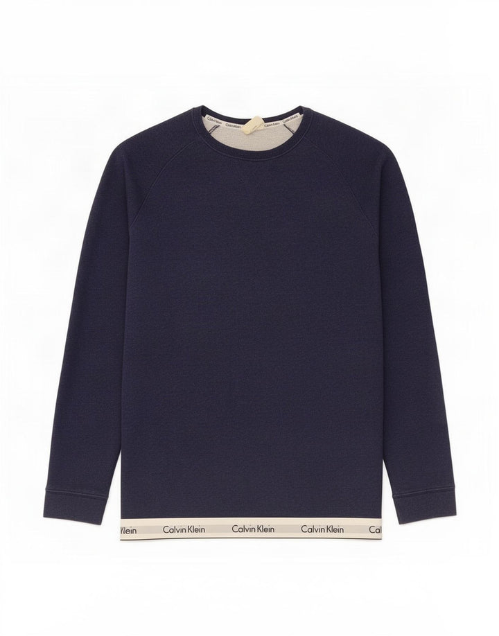 Calvin Klein Mens Graphic Sweatshirt Jumper Medium Navy Blue Colourblock