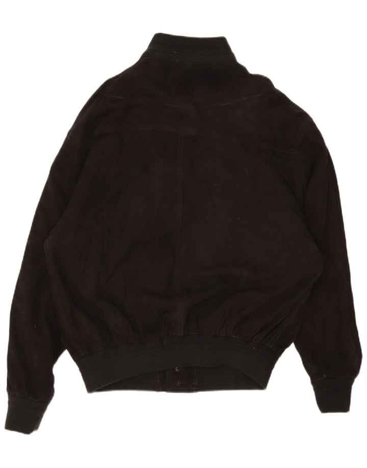 Vintage Mens Suede Bomber Jacket IT 52 XL Black Leather