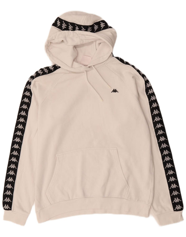 Kappa Mens Graphic Hoodie Jumper Medium White Colourblock Cotton