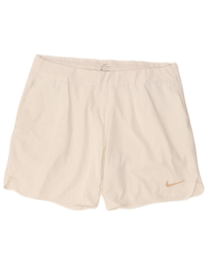Nike Womens Dri Fit Sport Shorts UK 16 Large White Polyester