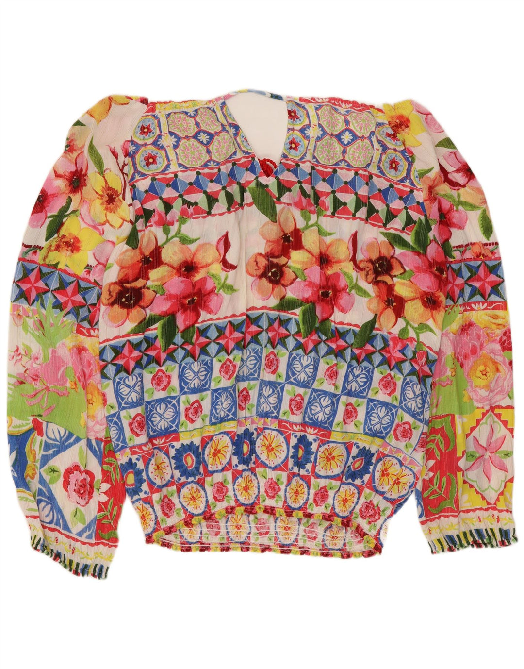 DESIGUAL Womens Oversized Blouse Top UK 16 Large Multicoloured Floral