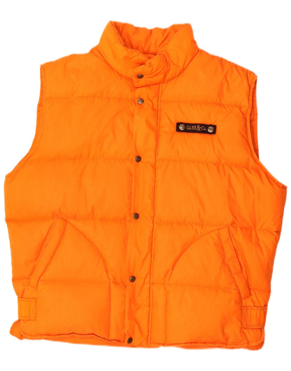Vintage Mens Padded Gilet UK 42 XL Orange Nylon