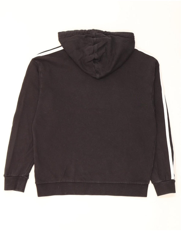 Adidas Womens Graphic Oversized Hoodie Jumper UK 6 XS Black Cotton