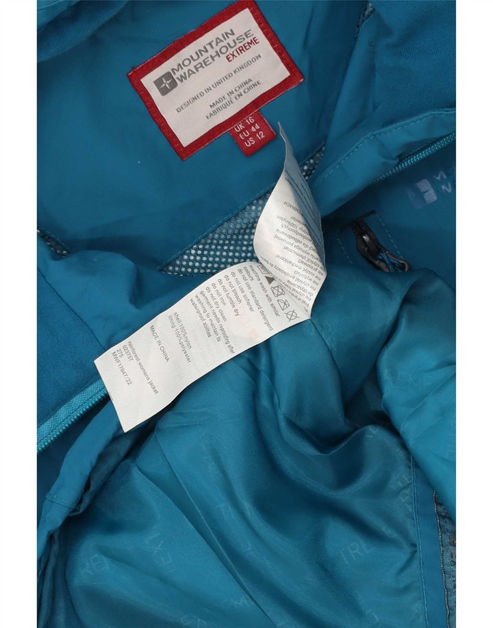 Mountain Warehouse Womens Hooded Rain Jacket UK 16 Large Blue Polyester