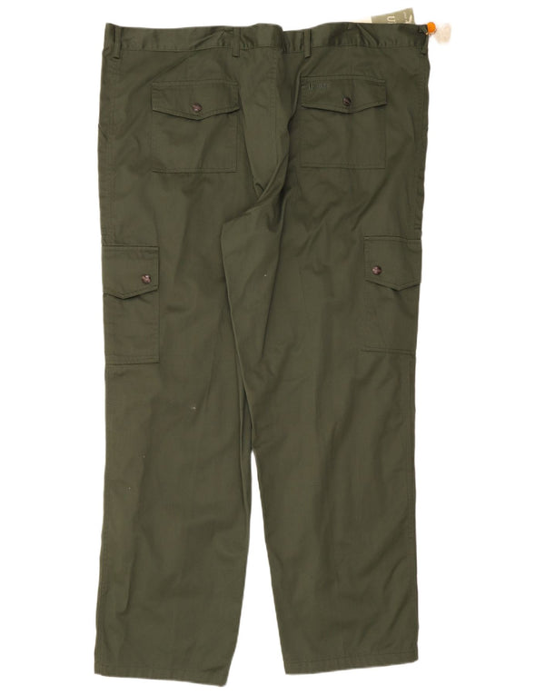 Univers Mens Straight Cargo Trousers W48 L34 Green Cotton
