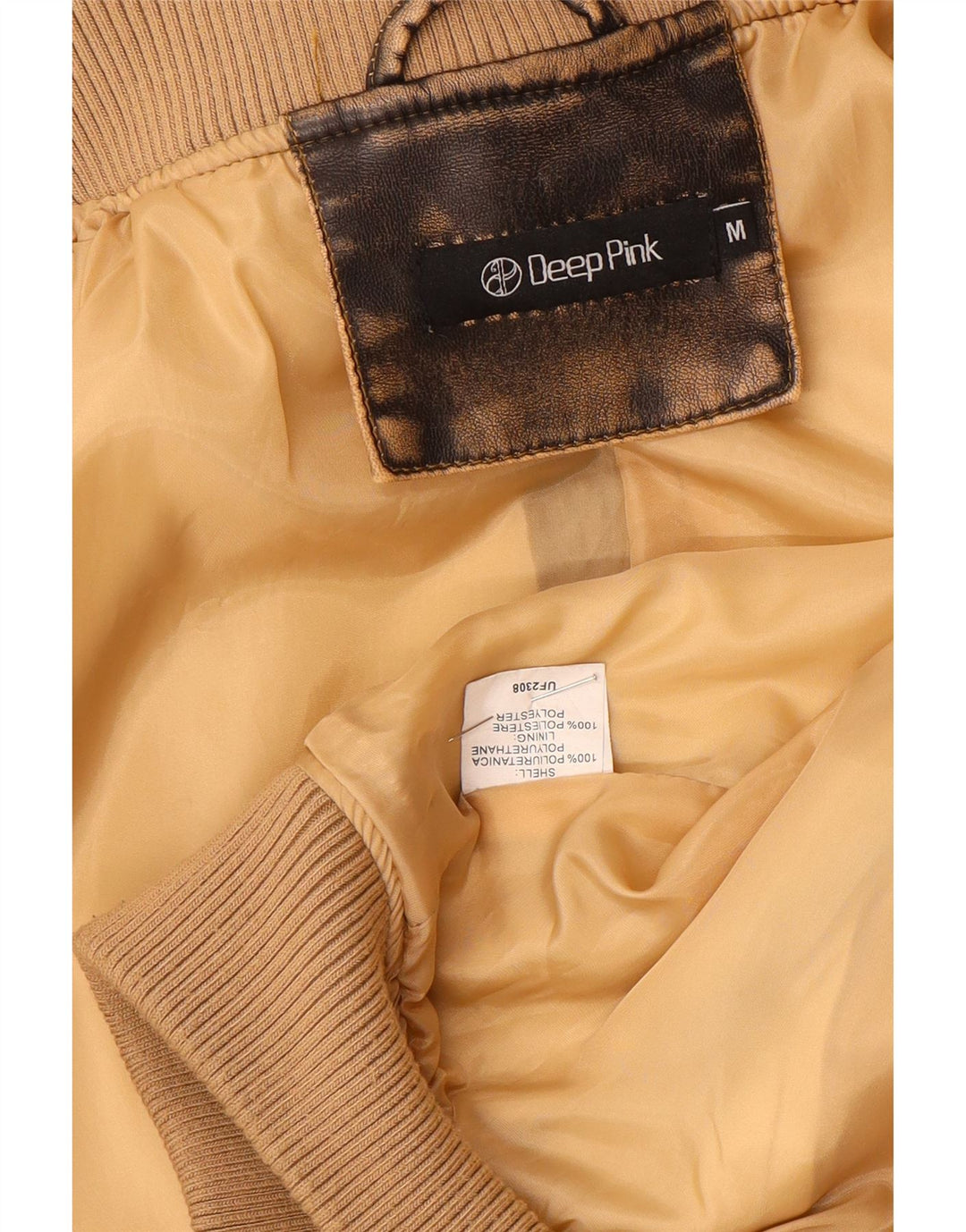 Vintage Womens Crop Faux Leather Bomber Jacket UK 14 Medium Brown