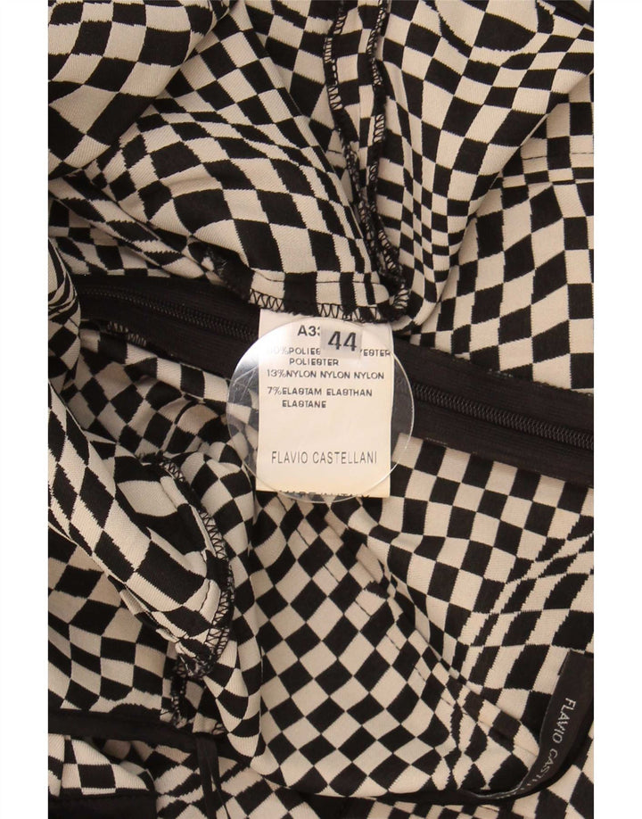 Flavio Castellani Womens Halter Dress IT 44 Medium Black Geometric