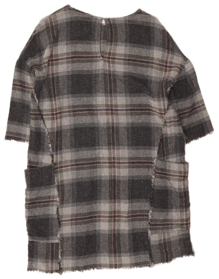 Zara Womens Tunic Dress UK 14 Medium Grey Check Viscose