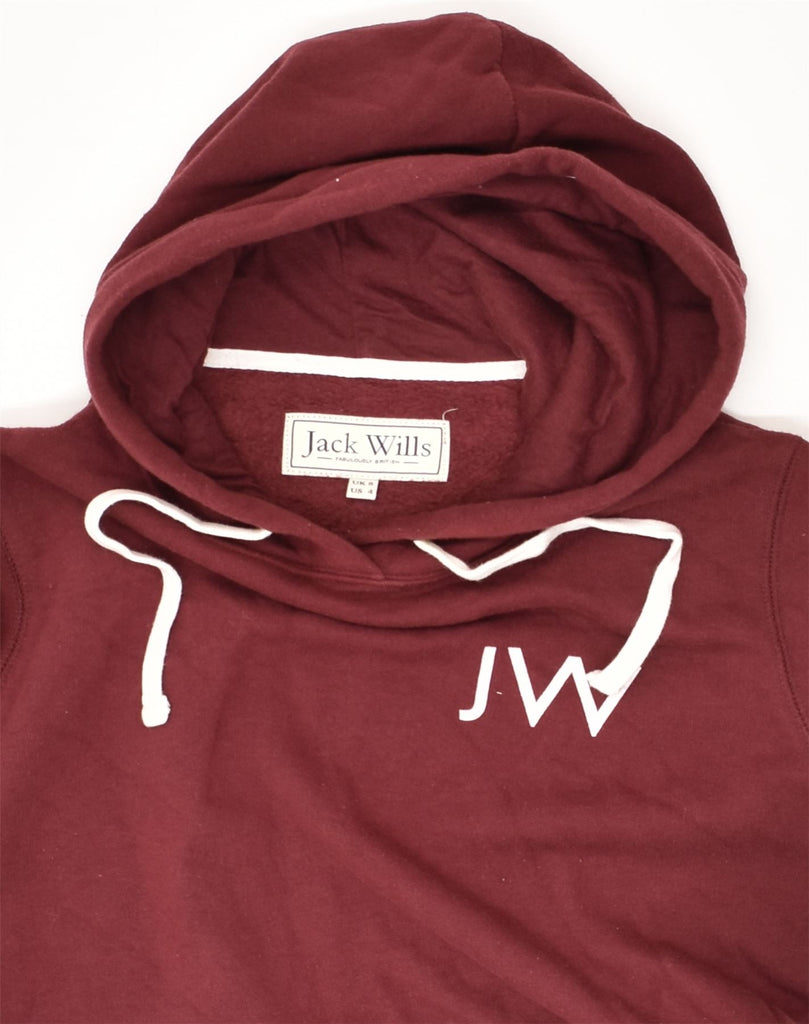 JACK WILLS Womens Hoodie Jumper UK  8 Small Burgundy Cotton | Vintage Jack Wills | Thrift | Second-Hand Jack Wills | Used Clothing | Messina Hembry 