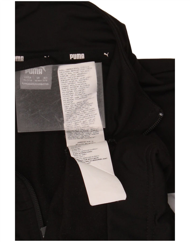 PUMA Boys Tracksuit Top Jacket 15-16 Years Black Colourblock Polyester