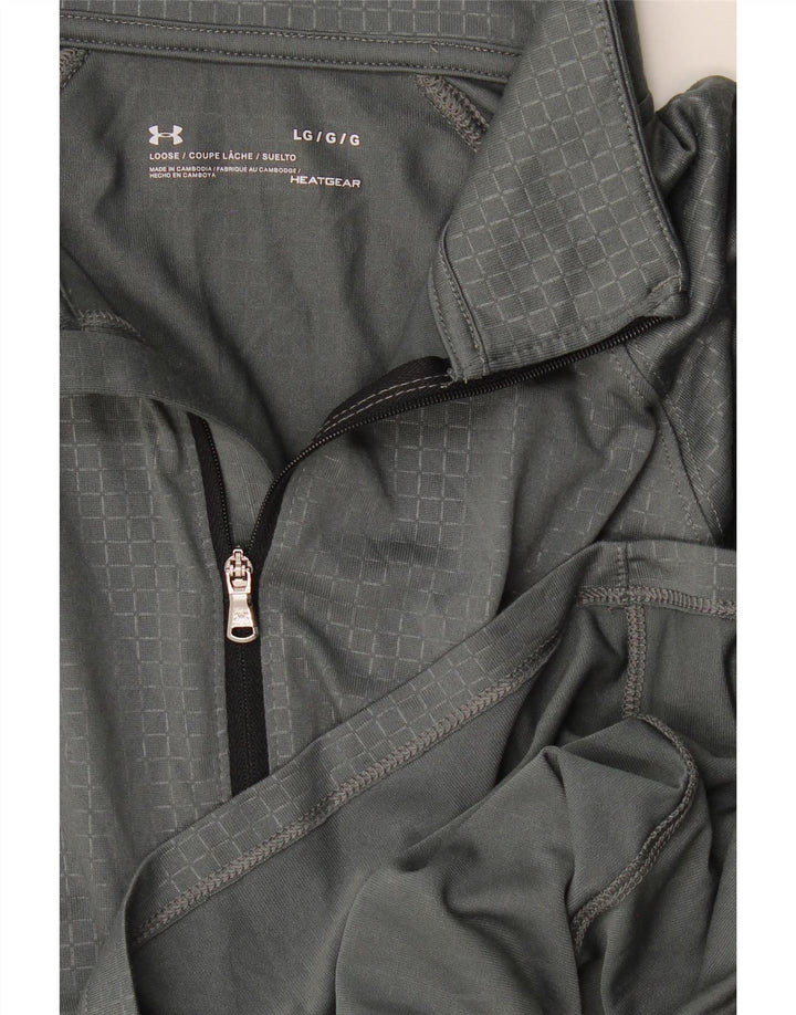 Under Armour Mens Heat Gear Pullover Tracksuit Top Large Grey Gingham