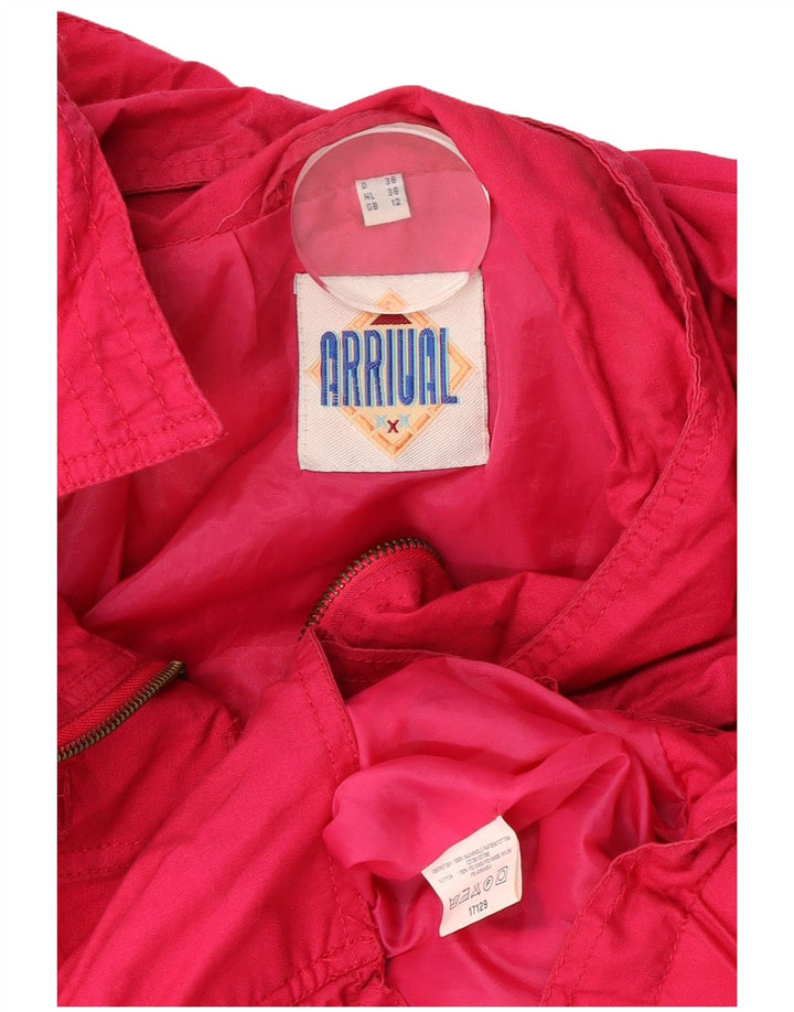 Vintage Womens Oversized Hooded Windbreaker Jacket UK 12 Medium Pink Cotton