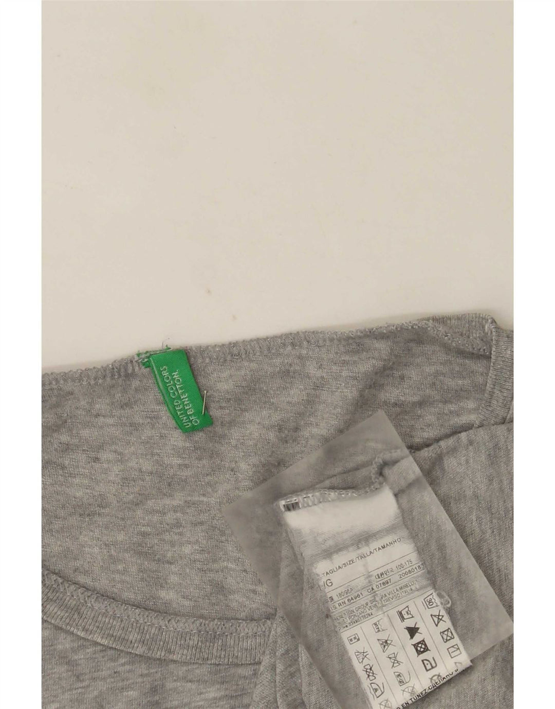 Benetton Womens Graphic T-Shirt Top Large Grey Flecked Cotton