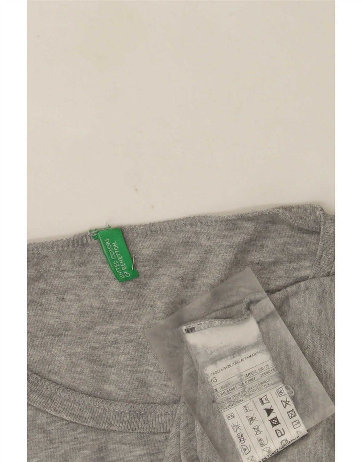 Benetton Womens Graphic T-Shirt Top Large Grey Flecked Cotton