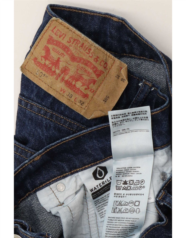 Levi's Womens 501 Straight Jeans W38 L27 Navy Blue Cotton