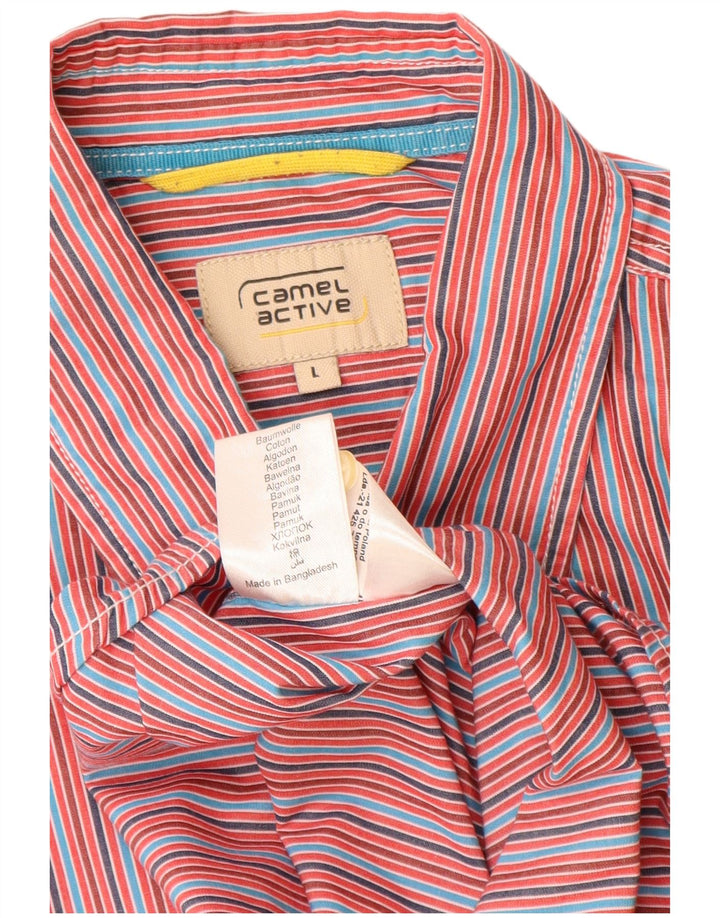 Camel Active Mens Short Sleeve Shirt Large Multicoloured Pinstripe Cotton