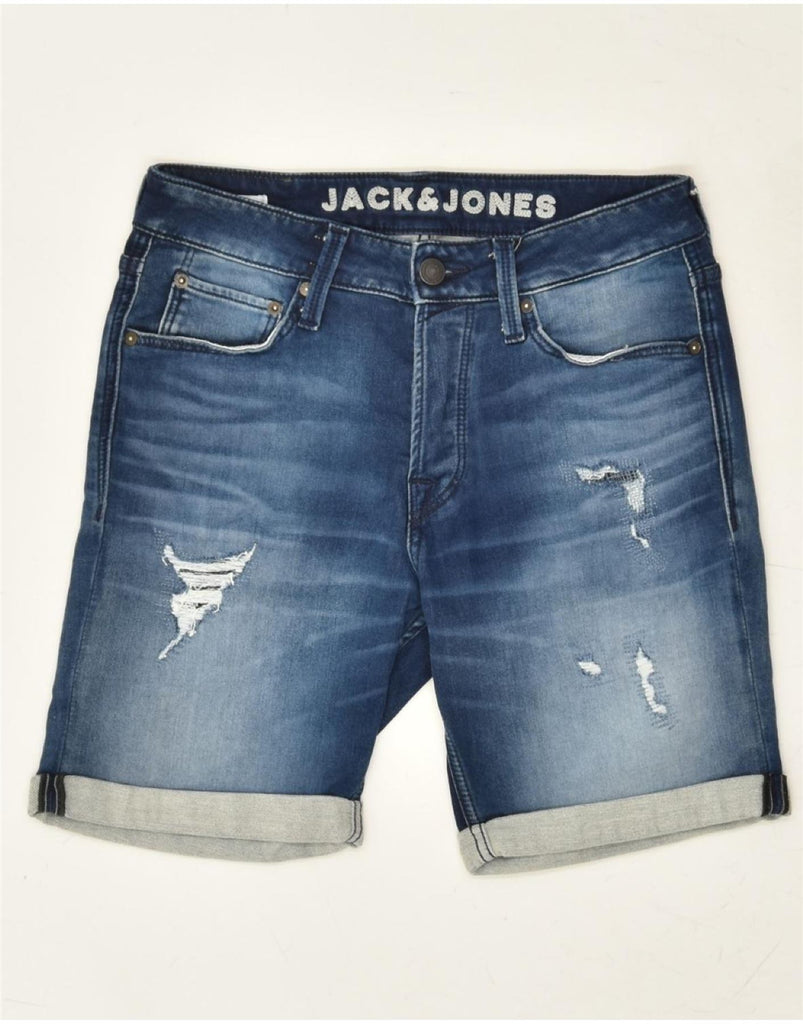 JACK & JONES Mens Regular Distressed Denim Shorts XS W27  Blue Cotton | Vintage Jack & Jones | Thrift | Second-Hand Jack & Jones | Used Clothing | Messina Hembry 