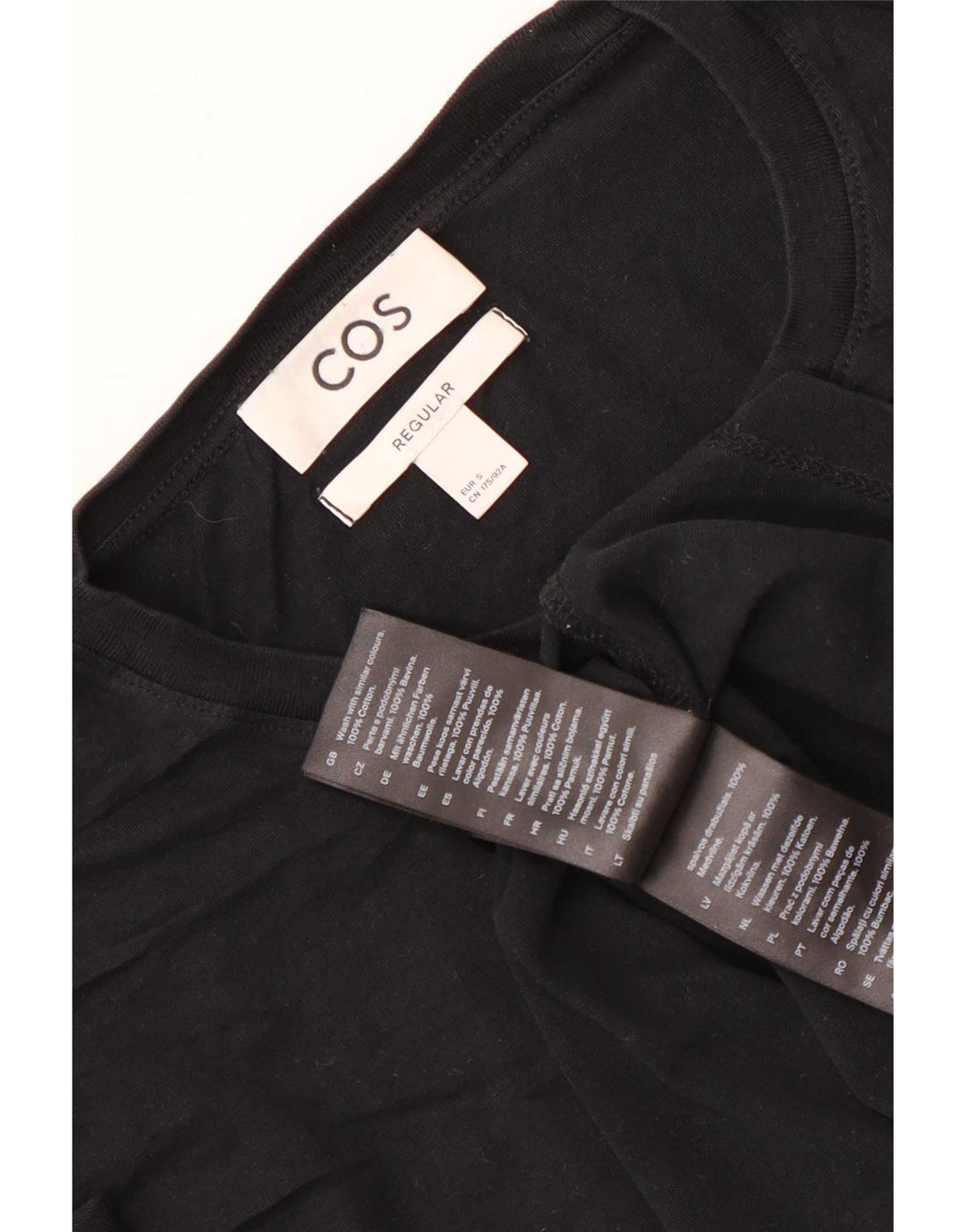 Cos Mens Regular T-Shirt Top Small Black Cotton