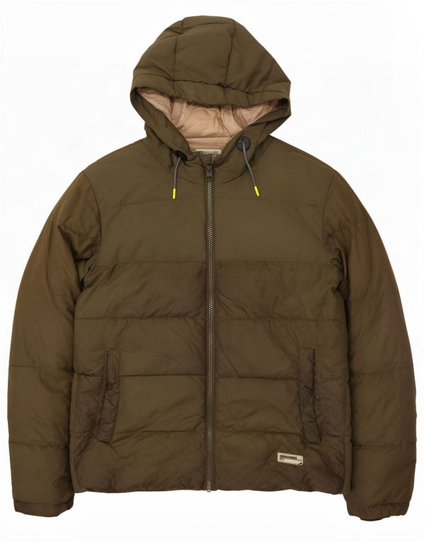 Jack & Jones Mens Hooded Padded Jacket UK 42 XL Khaki Polyester