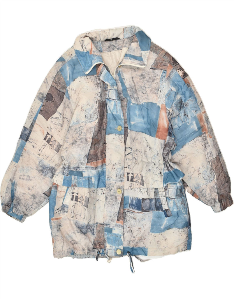 C&A Womens Windbreaker Coat EU 42 Large Grey Patchwork Polyester | Vintage C&A | Thrift | Second-Hand C&A | Used Clothing | Messina Hembry 