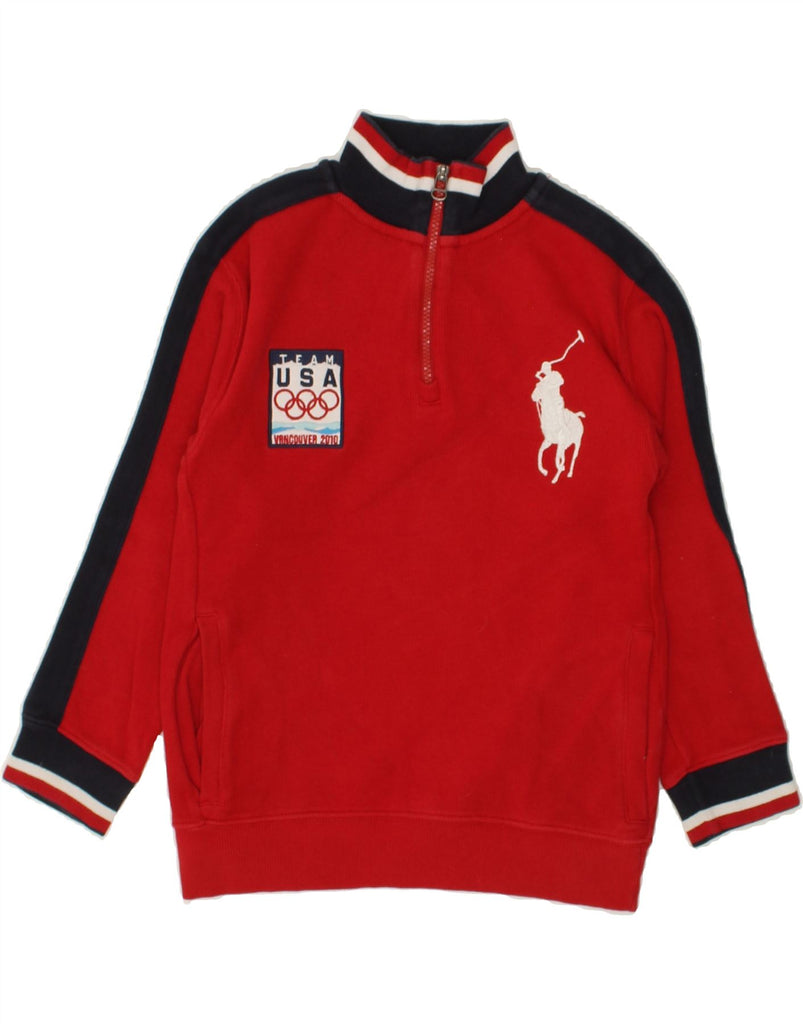 POLO RALPH LAUREN Boys USA Vancouver 2010 Sweatshirt Jumper 7-8 Years Red | Vintage Polo Ralph Lauren | Thrift | Second-Hand Polo Ralph Lauren | Used Clothing | Messina Hembry 