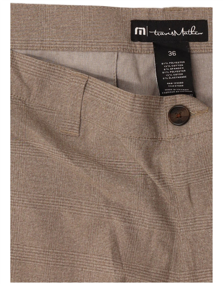 Travis Mathew Mens Chino Shorts W36 Large Beige Check Polyester